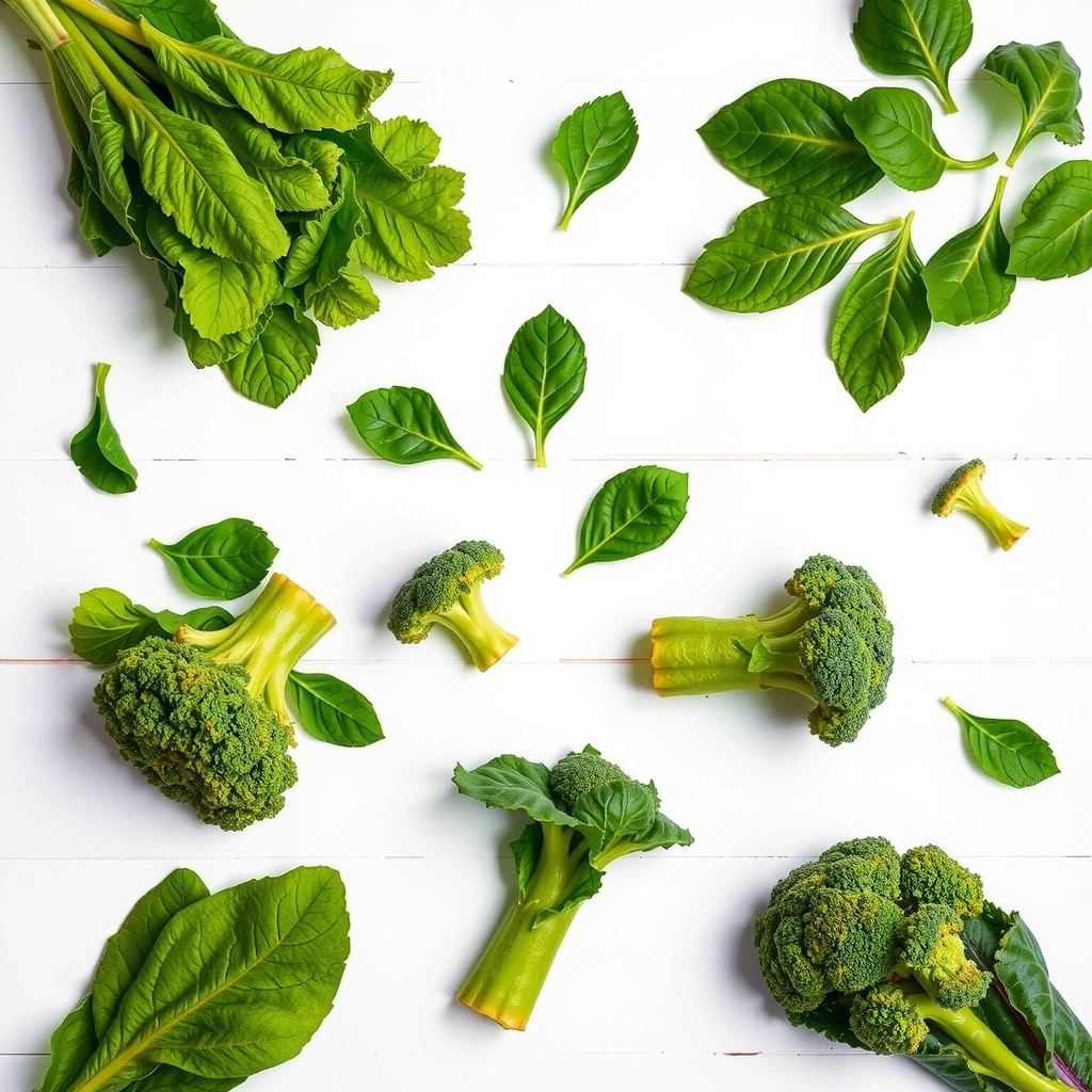 Φρέσκα πράσινα λαχανικά σε λευκό τραπέζι